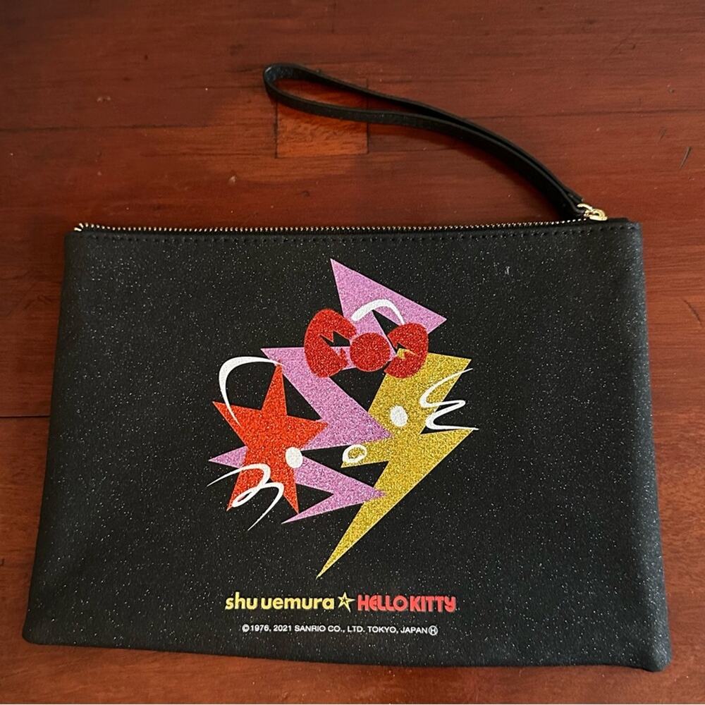 Shu uemura x Hello Kitty Cosmetic Pouch Case Bag Wristlet Black Purse Collab